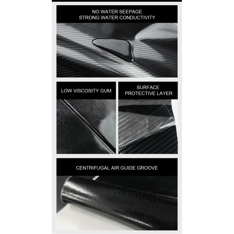 6D PPF Carbon Fiber Gold Surface Car Vinyl Wrapping Film 6.5mil