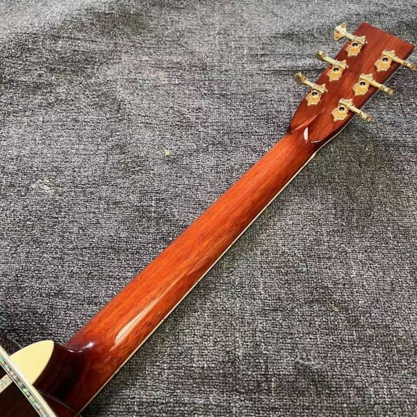Custom Logo on Headstock, Solid Spruce OM Body Solid Rosewood Back Side Acoustic Electric Guitar Abalone Binding