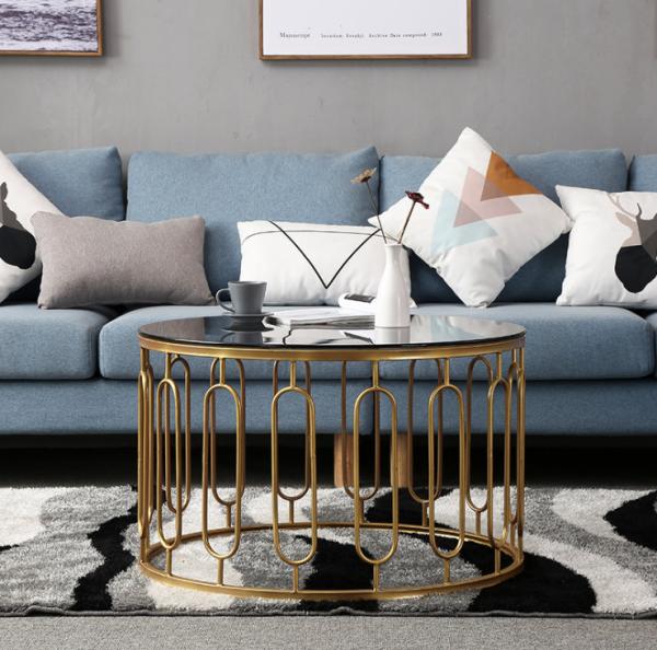 Round Stainless Steel Frame Tempered glass top End Table Coffee table