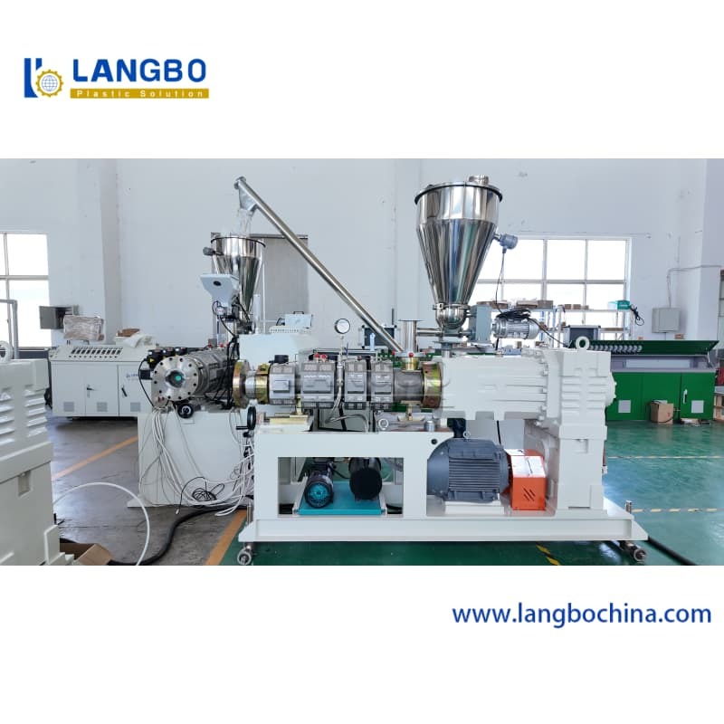 Conical Twin Screw PVC Pipe Extrusion Line for UPVC Pipes 16mm to 630mm Diameter with Uniform Cooling System
