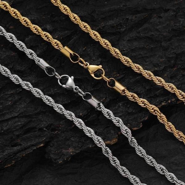 Engagement Stainless Gold Necklace Ggold Rope Chains For Men