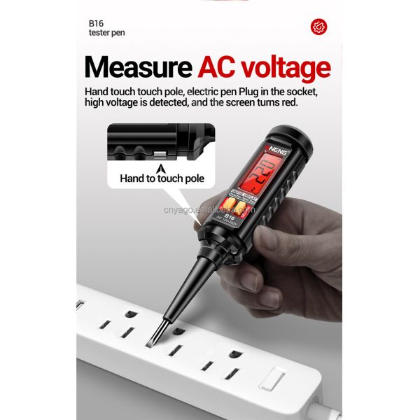 Digital Display Non Contact Voltage Detector with 12V to 300V Range, LCD Screen and Sound/Light Alarm