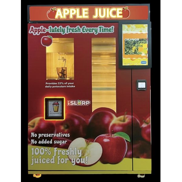 Distributeur automatique de jus de pomme intelligent en libre-service 24h/24, à faible consommation d'énergie et avec multiples options de paiement