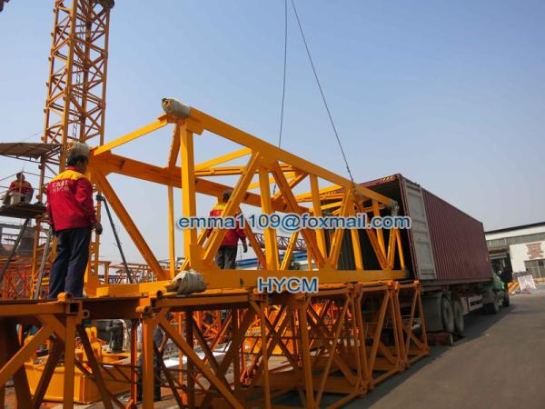 TC7050 Monitoring System Tower Crane With Derricking Jibs 5m Mast Sections