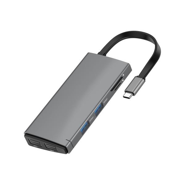 10 en 1 lecteur de carte USB de type C à HDMI VGA RJ45 Adaptateur de distribution de puissance USB A HUB PD