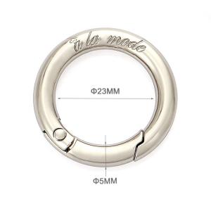 Customized Metal Spring Hook Keychain Silver Split Ring with Logo and Customized