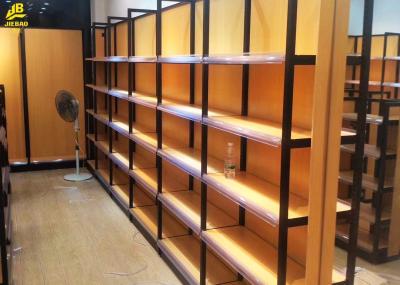 25MM MDF Layer Wood And Metal Shelves Black Steel Frames 1.4M High Double Side