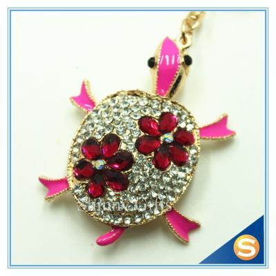 Promotional Custom Tortoise Rhinestone Metal Key Chain Trinket Women bag Charm Pendant