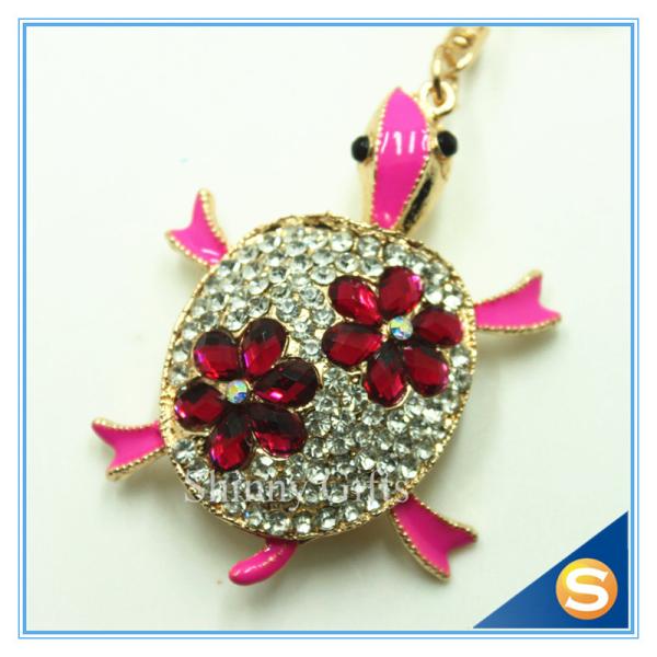 Promotional Custom Tortoise Rhinestone Metal Key Chain Trinket Women bag Charm Pendant