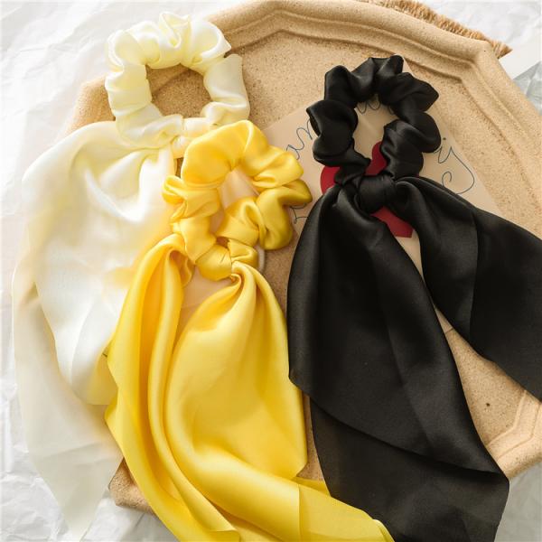 Ponytail Scarf Scrunchie Holders Imitate Silk Satin Solid Color Knotting Ribbon  28cm 20g