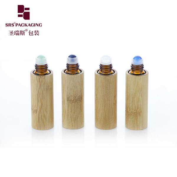 BG-5ML Massage Bamboo Glass Gemstone Roller Bottle For Aromatheropy Oil