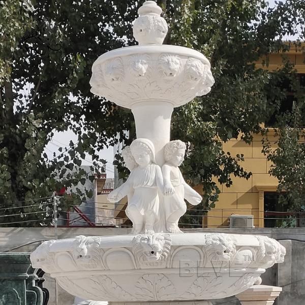 White Marble Water Fountain Nude Lady Statue Figure Stone Garden Large Outdoor Decorative Fountains