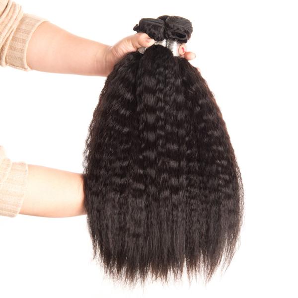 Brazilian Virgin Hair Kinky Straight Human Hair Weave Bundles Deals Coarse Yaki Hair Weaving