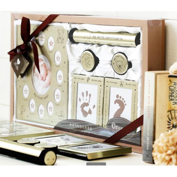 Newborn Baby Handprint and Footprint Photo Frame Kit with an Baby-safe Ink Pad baby birth certificate keepsake