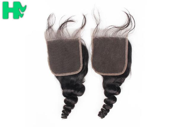 18 Inch Peruvian Virgin Human Hair Closure , Full Cuticle 4*4 Lace Front Wigs