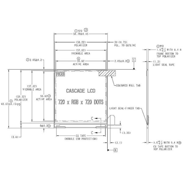 30pins MIPI LCD TFT Display,  720x720 , 3 Inch TFT Display With Free View Angle