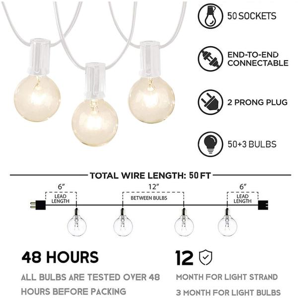 Luces de la decoración del jardín de G40 los 52ft