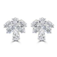 18K Gold Plated Brass Wedding Earrings featuring Cubic Zircon for Beauty White Lovers