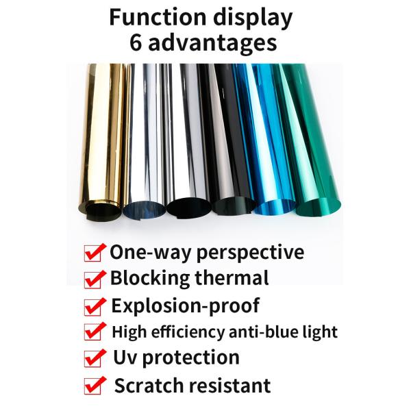 Película de vidrio de perspectiva unidireccional Casa Balcón Cocina Protección solar Escudo de privacidad Película de aislamiento térmico Adhesivos de vidrio