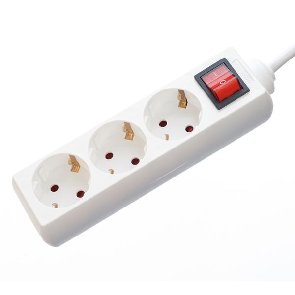 EU Standard 3 Way Extension Power Strip with Switch 3x1.5mm2 Cable 1 Meter Customize Socket Grounding Standard Grounding