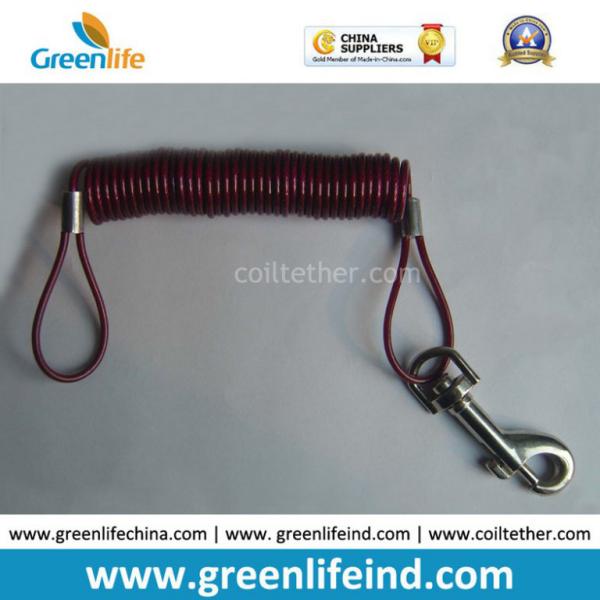 Strong Stainless Steel Coil Secure Lanyard Cable Red Color