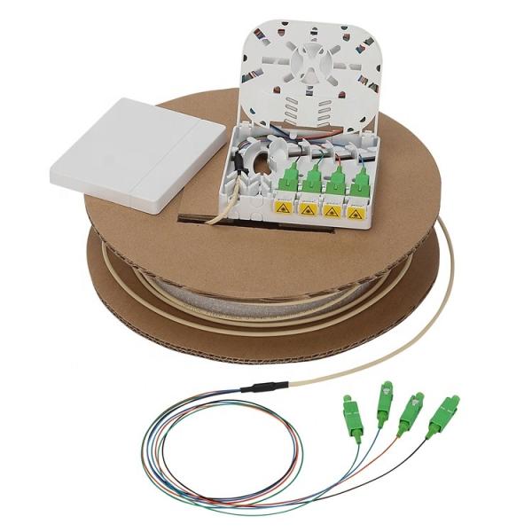 4C Terminated Fiber Optic Cable SC APC 10-200m Ftth Fiber Wall Outlet