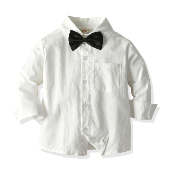 Bow Tie Polo Neck Top With Pants Boys Suit Baby Suspenders Outfit