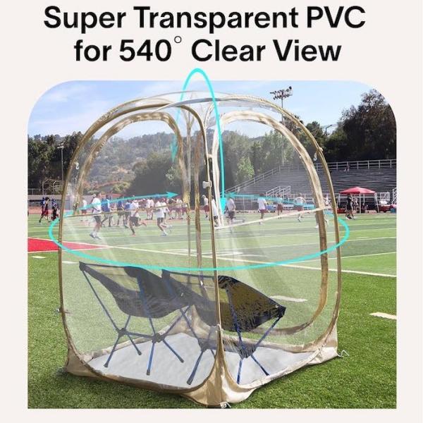 50*50*62'inch exterior PVC transparente impermeável de fibra de vidro estrutura única de camada Pop Up tenda esportiva com proteção UV