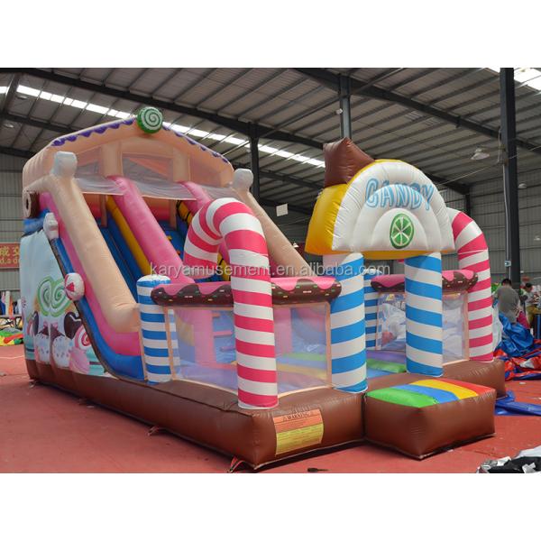 Indoor 26ft 2-lane Commercial PVC Candy Inflatable Bounce House with Arched Door and Blower