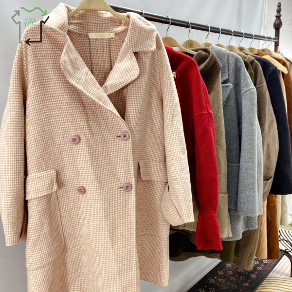 Women's Winter Used Clothes Double Sided Wool Coats Fashionable Mixed Styles Slim Fit