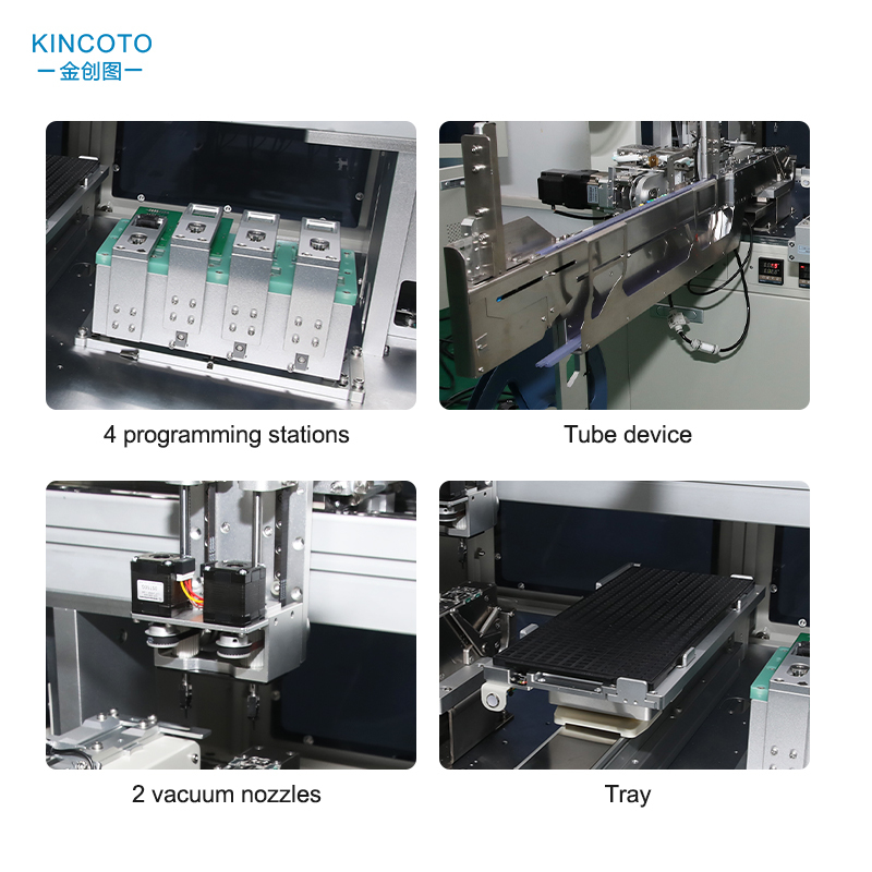 Compatible with Tubes, Trays, and Tapes—Flexible IC Programming KR42-2500-RUA  6-in-1 Operation Modes | 4 Stations ±0.03mm for QFP/QFN/SOP/SSOP