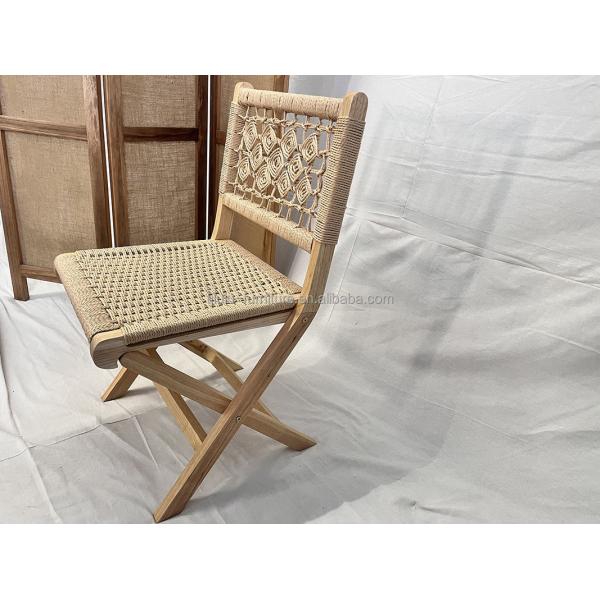 Classical Woven Rope Cord Nordic Lounge Chair with Customized Designs Solid Wood