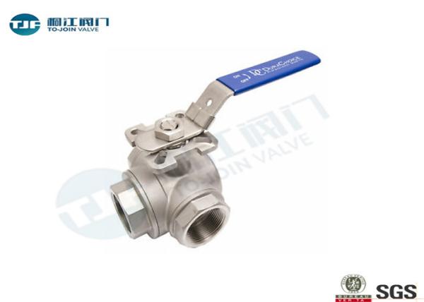 Threaded 3 Way Industrial Ball Valve ASTM A351-CF8M Type With Mounting Pad