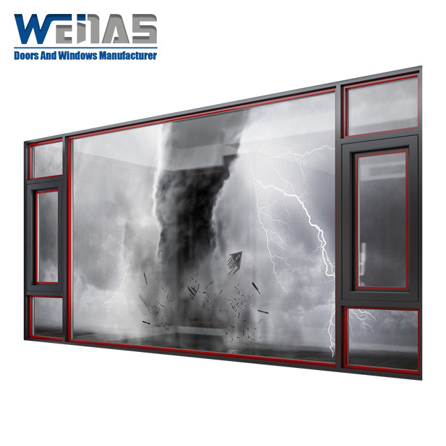 Double Glazed Exterior Door 6063-T5 Aluminum Casement Windows Hurricane Resistant
