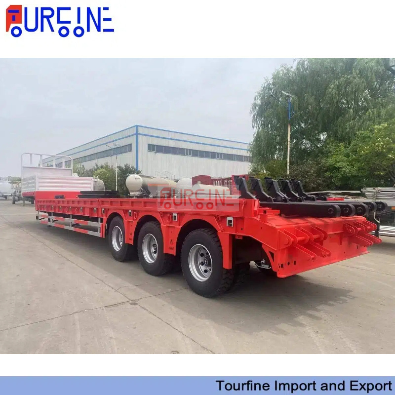 60 Ton 3 Axle Extendable Lowboy Semi Trailer for Construction Machinery