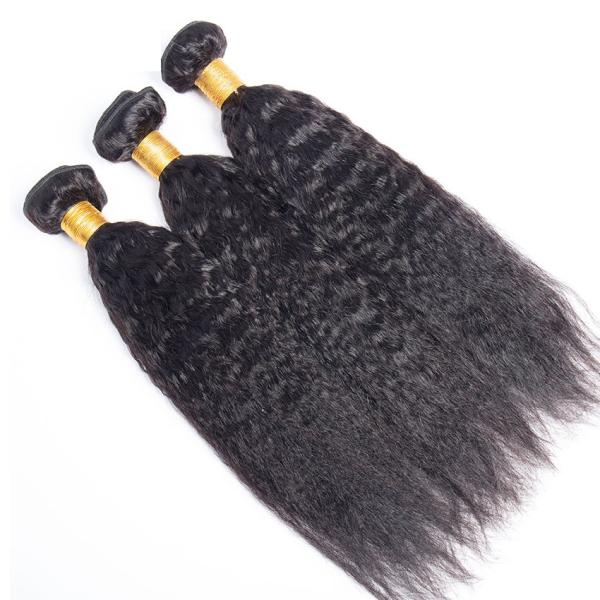 Brazilian / Peruvian Kinky Straight Virgin Human Hair Bundles With Natural Color