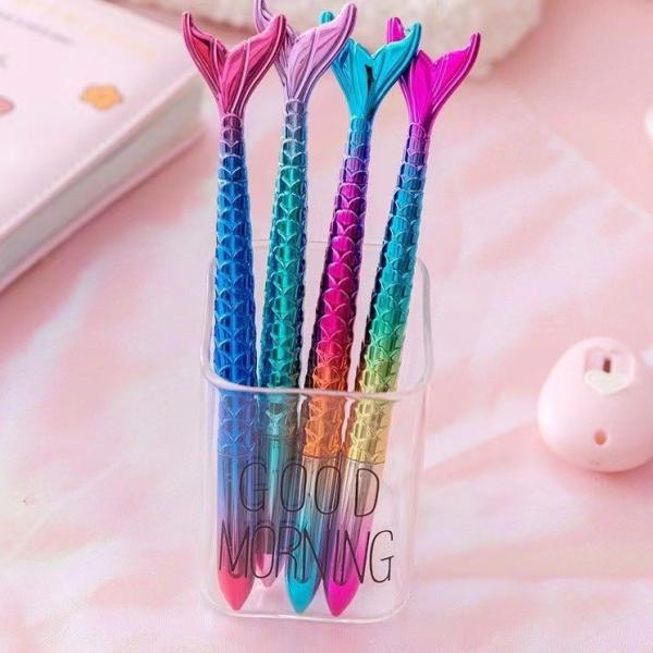 Colorful Gradient Mermaid Neutral Pen 0.5mm UV Electroplated Girl's Heart Gel Pen