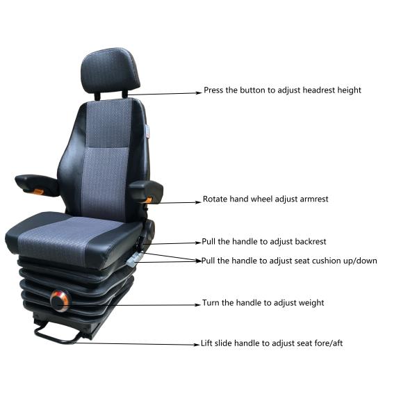 Mechanical Suspension Engineering Truck Seat With Multifunction