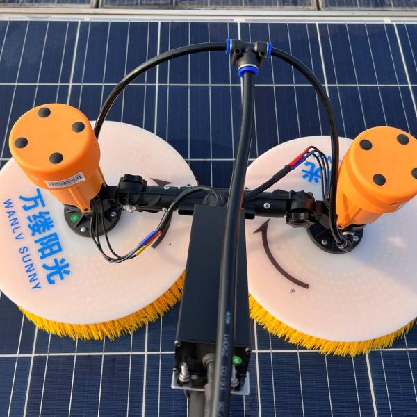DC Motor Driven Double-Head Rotating Brush for Smooth and Silent Solar Panel Cleaning