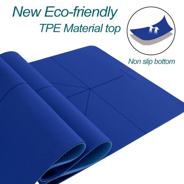 Blue Color Durable 6mm Yoga Mat / Unique Design Toxic Free Yoga Mat