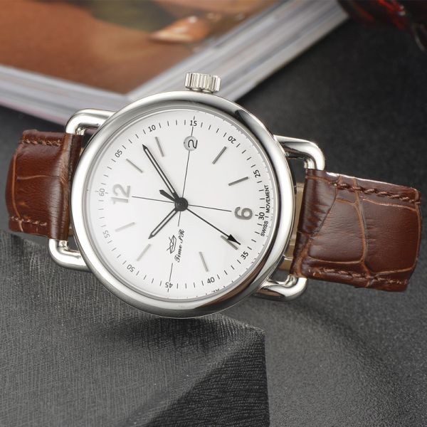 Silver/Black Automatic Date Quartz Watch with Stainless Steel Case - Custom Logo Available