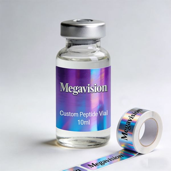 Custom Label Permanent Adhesive 5ml 10ml Small Vial Label Packaging Labels White PET Bottle Label Printing Private Label