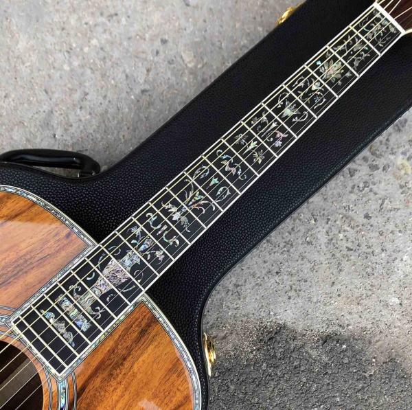 KOA wood classic acoustic guitar,Life tree Ebony Fingerboard,Abalone inlays and binding,China 41 inchs acoustic