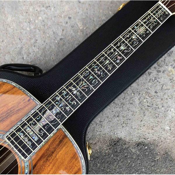 KOA wood classic acoustic guitar,Life tree Ebony Fingerboard,Abalone inlays and binding,China 41 inchs acoustic