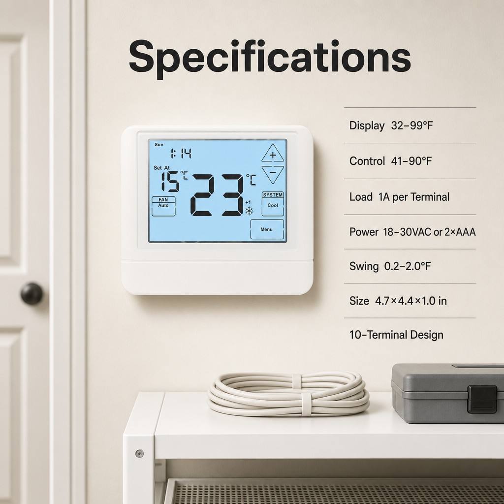 24V Wired Programmable Heat Pump Thermostat Providing 5 Minutes Compressor Delay Protection Engineered For HVAC Scheduling