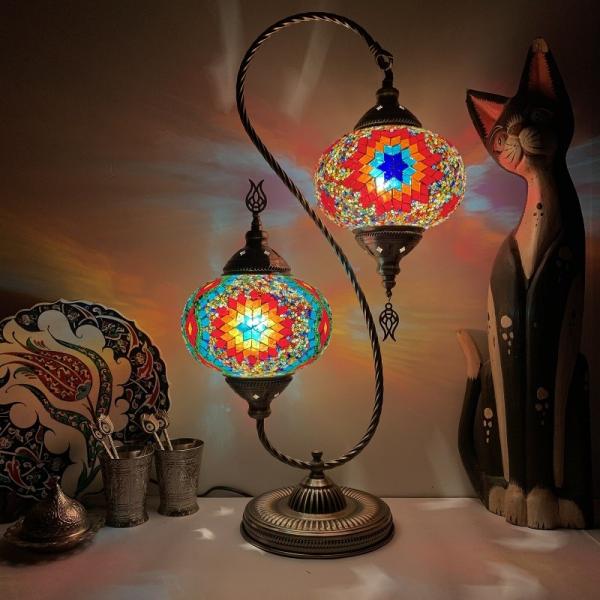 Retro Decor Turkish Lamp Colorful Cup Battery Powered Stained Glass mediterranean lamp(WH-VTB-22)