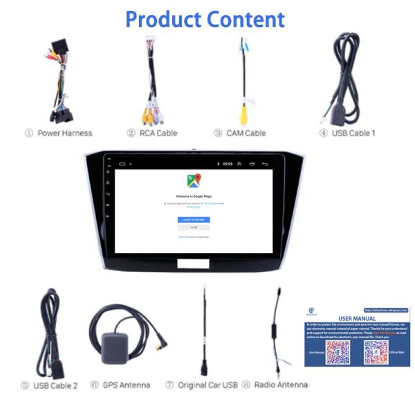 Android Car Radio 16G 10 Inch DVD Player Mirror Link BT Car Reversing Aid Para rádio 2016 2017 2018 VW Volkswagen Passat