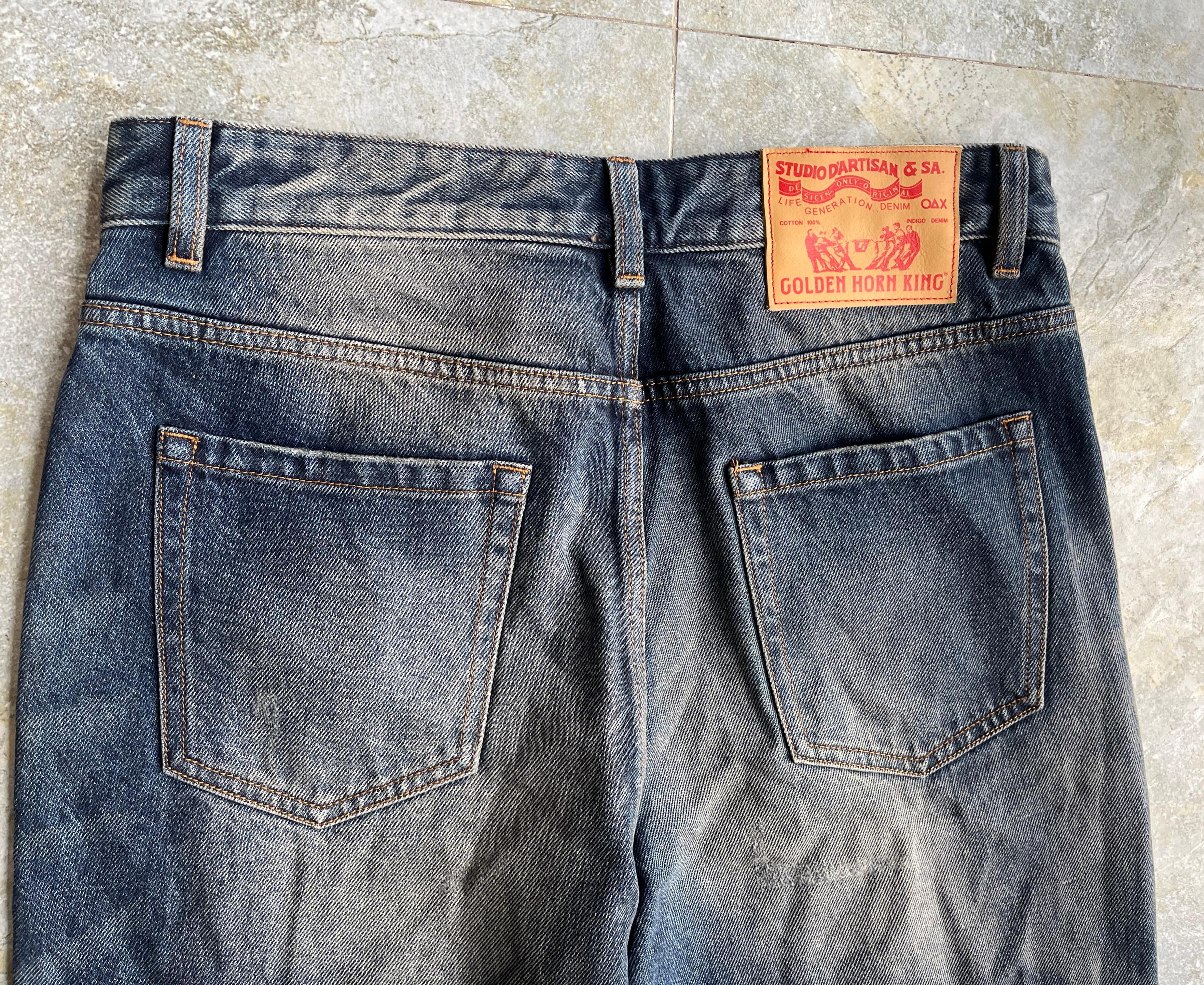 Horse Shadow Dark Wash Jeans Gradient Straight Leg Jeans Wide