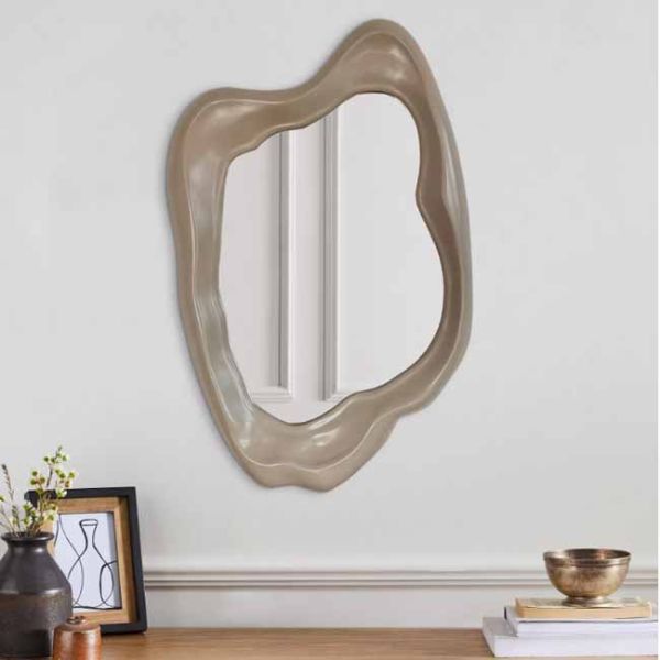 Customized PU Frame Decorative Wall Mirror Art Deco Style Glass Irregular Mirror for Living Room Bedroom Decorative Mirror