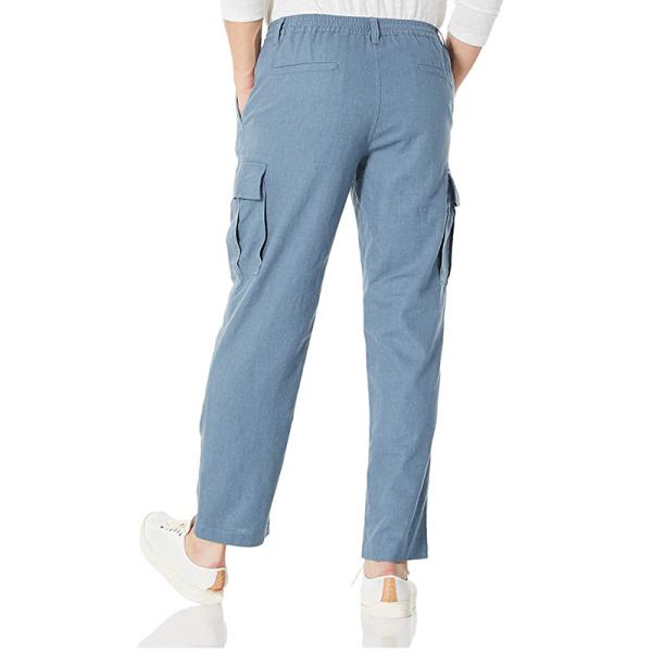 Washable Drawstring Closure Pants 44% Linen 56% Cotton Cropped Cargo Trousers Mens